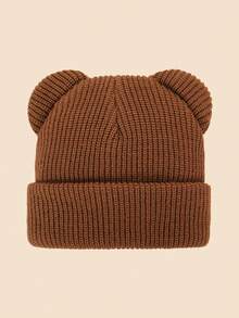 1 pieza Gorro de punto con orejas de oso para niños y bebés - Multicolor, lindo para el invierno y uso diario - Gorro con orejas de oso - Ver 16