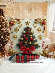 4 piezas Fundas de cojín con estampado 2D de árbol de Navidad, Papá Noel y renos de muñeco de nieve, decoración festiva para sofá, cama, coche, sala de estar y hogar, adecuado para decoración de granja, fiesta de invierno, regalos de Navidad (no incluye relleno)