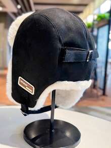 1pc Unisex Winter Hat, Water-Resistant Fabric, Fleece-Lined With Ear Flaps, Suitable For Outdoor Activities And Casual Wear Fall