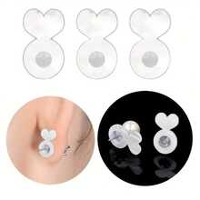 20pcs Love Heart Premium Silicone Ear Stud Backings - Invisible Support Pads For Heavy Duty Earrings And Dangle Earrings, Safely Lift And Prevent Earlobes From Drooping - 20個 - 查看 6