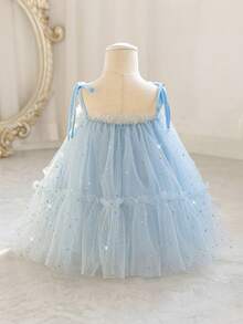 Đầm công chúa voan đính sequin cho bé gái, thích hợp làm quà tặng sinh nhật 1 tuổi, dự tiệc, dạ hội, lễ hội. - Màu xanh nhạt - Xem 3