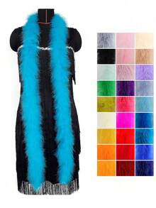 1 件仿火鸡羽毛围巾饰边 - 1.5 米蓬松鹳羽毛条，适用于 DIY 工艺品、服装、帽子配饰、圣诞树装饰、婚礼装饰和花束包装、音乐会和家居装饰、舞蹈婚礼、舞台表演、狂欢节服装和配饰、派对用品、礼物的理想选择 - 彩色 - 查看 5