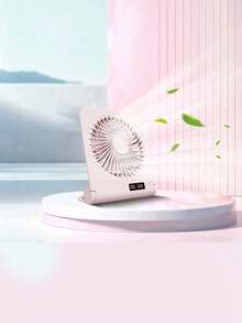 GICOOK 1800mAh Portable USB Desktop Fan, 3 Speed Settings With Timer Display, Brushless Motor, Foldable Mini USB Powered Cooling Fan, Quiet Rotating Desk Fan For Home, Office, Bedroom, Dorm, Indoor/Outdoor, Summer Gift - Pink - View 4