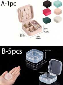 1 件紧凑型珠宝盒,小型 PU 皮革珠宝收纳盒,女士礼物,简易旅行和家居珠宝收纳盒,便携式拉链袋,粉色旅行必需品,耳环、项链、戒指、旅行配件珠宝盒 - 彩色 - 查看 9