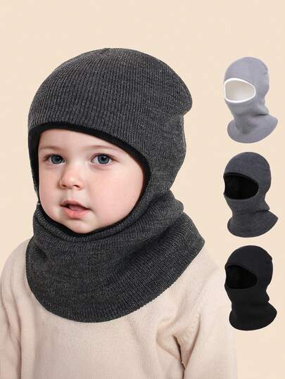 Stickad balaklava och halsduk för barn - Flerfärgade alternativ, vindtät och varm, lämplig för utomhusaktiviteter på vintern