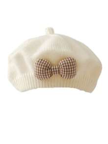 1pc Solid Color Knit Beret Hat For Baby Girls, Korean Style Infant Princess Artist Painter Cap - Multicolor - View 8