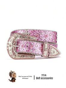 Luxurious Rhinestone Cross Metal Alloy Waist Belt, Unisex Punk Style Fashion Waist Belt, Cowboy Clothing Accessory - Multicolor - View 20
