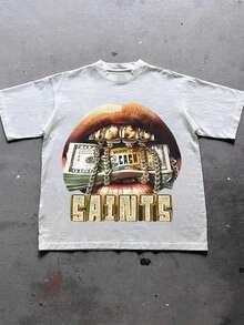 "SAINTS" Hip - Hop Graphic Tee Y2k Style Tee (220g Cotton T-Shirt) Printed T-Shirts, Unisex T-Shirts, Casual And Comfortable To Wear Men's Summer Round Neck Short Sleeve T-Shirts, Fashion Printed T-Shirts, Uni T-Shirts, Casual And Comfortable To Wear Vintage - Style Graphic T - Shirt (220g Cotton T-Shirt) Streetwear Tee Printed T-Shirts, Cotton T Shirt Unisex T-Shirts, Casual And Comfortable To Wear Men's T - Shirt Ideal For Both Casual Outings And Home Relaxation Funny T Shirts Graphic Tee - 白色 - 查看 1