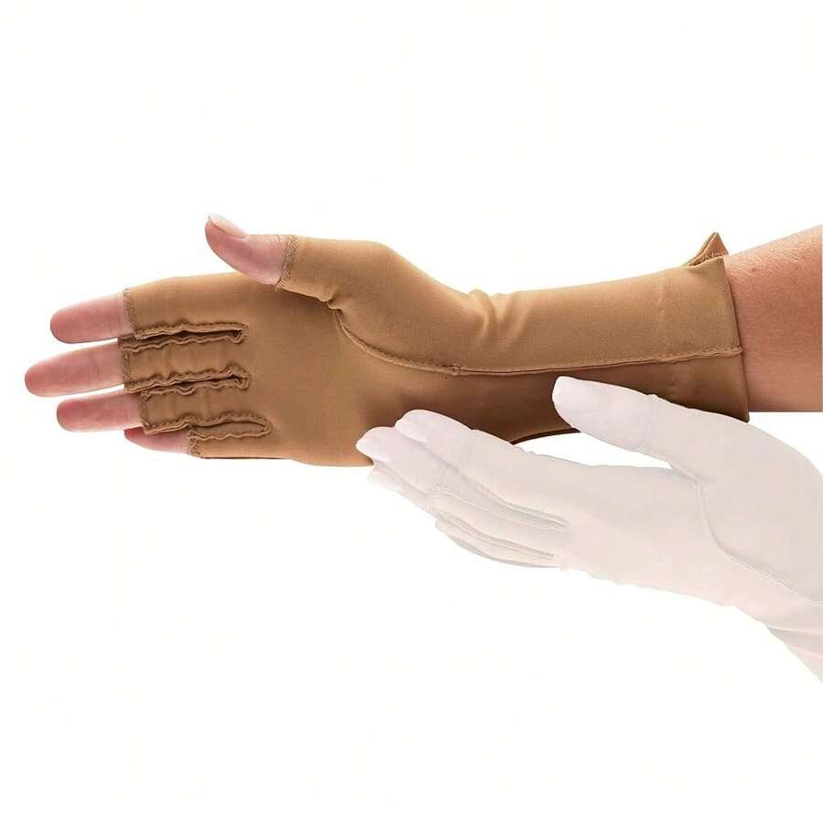 Isotoner Women & Men Arthritis Compression Rheumatoid Pain Relief Gloves For Joint Support With Open/Full Finger Design-905190 - CamelRightHandOnly - Xem 1