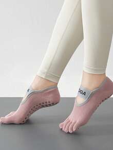 2 Pairs Women's Solid Color Yoga Toeless Socks, Moisture-Wicking Anti-Slip Professional Anti-Odor Sports Fitness Socks, Premium Knit Fabric, Anti-Slip Grip Socks