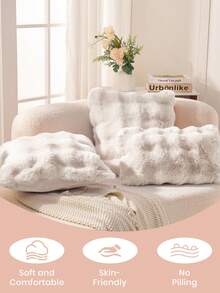 1个纯色蓬松抱枕套，多种颜色可选，毛绒表面，拉链封口，不含枕芯，适用于12x20/16x16/18x18英寸枕芯，可机洗，秋季装饰，房间装饰，返校季，学习用品 - 彩色 - 查看 4