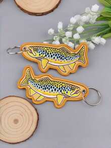 1pc 5color Vibrant Salmon Fish Keychain – Colorful Polyester Charm Double Stitching Unisex Fishing-Themed Gift & Outdoor Accessory For Backpacks Keys Tackle Boxes Mixed Colors Y2K
