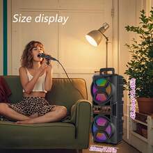 Portable Speaker Outdoor Portable Wireless Speaker Button Control  Subwoofer Speaker 2400mAh Capacity RGB Lights Speaker With Colorful Lighting Effects Subwoofer Dual Speakers  Suitable For Home, Outdoor, Parties Square Dancing Karaoke Family Gatherings  Lighting Effects Disco - 黑色 - 查看 1