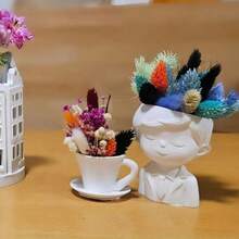 1件/2件 DIY 半身男孩女孩儲物花藝裝飾模具，家居裝飾展示架樹脂石膏矽膠模具，DIY 多肉植物水泥花盆花瓶石膏水泥黏土模具，蠟燭台模具，家具裝飾 - 白色 - 查看 4