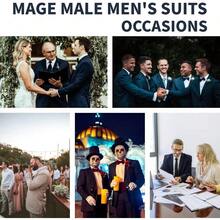 Men's 2 Piece Suit One Button Slim Fit Formal Wedding Prom Tuxedo Suits Blazer Pants With Bow Tie Set