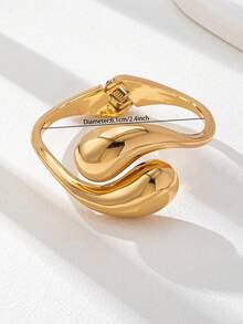 1 Vòng tay dạng vòng tròn thiết kế bất đối xứng cỡ lớn thời trang dành cho nữ, đeo hàng ngày, dự tiệc, hẹn hò - Vàng - Xem 3