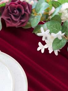 1pc/5pcs Set Burgundy Sheer Table Runner, DIY Sheer Curtain Fabric, Multipurpose For Wedding Party Room Decor, Birthday Decor, Romantic Wedding Ceremony Decor, Table Runner, Outdoor Wedding Decor, Bridal Shower Decor - Burgundy - View 9