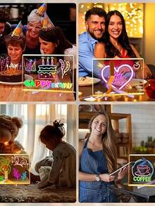 LED Acrylic Message Board With Stand – 11.8"X7.9" Glow Dry Erase Board With 12 Colored Markers, Light-Up Memo Board For Drawing, Notes & Decor - trong suốt - Xem 3