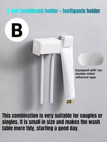 1Set Punch-Free Wall-Mounted Toothbrush Holders With Cover, Electric Tooth Brushing Holder For Bathroom,Toothpaste Storage Rack, 2/5/6 Slots Self Adhesive Toothbrush Organizer For Family,Bathroom Organizer Accessories,Bathroom Gadgets