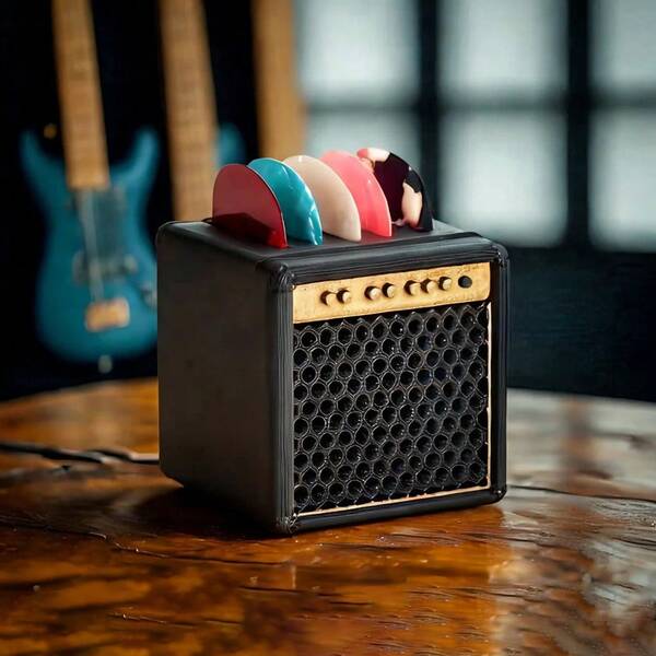 1 حامل مدرف الجيتار (متوفر بألوان متعددة)، بدون مدرافات، بتصميم زخرفي بسيط وفاخر، اكسسوارات موسيقية إبداعية، صندوق تخزين مدرافات الجيتار للديكور المكتبي، مناسب لمدرافات بسمك 0.062 بوصة وأقل، صندوق تخزين اكسسوارات الألعاب، تصميم متين وموفر للمساحة