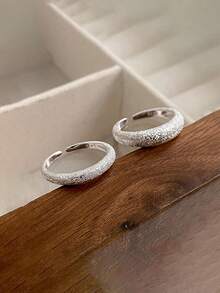GAGAFEEL 1 chiếc nhẫn đeo tay mỏng có thể điều chỉnh được bằng bạc Sterling S925 thời trang tối giản thanh lịch lấp lánh mờ mở cho phụ nữ làm quà tặng trang sức dự tiệc hàng ngày - Bạc - Xem 4