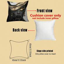 100% 涤纶装饰枕套，17.7X17.7 英寸，现代北欧风格枕套 - 醒目的金色妆容和睫毛设计，用于房间装饰的枕套，用于沙发的无拉链抱枕套，不含枕芯 - 黑色+金色 - 查看 11