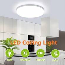 LED Ceiling Light, Home LED Light, White Frame Flat Panel Light, Bedroom Flush Mount Light, Home Lighting, 6500K, 110V/220V Universal, LED Room Light, High Brightness, Flicker-Free, Square/Round Pendant Light, Indoor Lighting Suitable For Home/Bedroom/Room/Hallway/Kitchen/Bathroom/Apartment/Balcony/Office - White Panel Ceiling Light - View 4