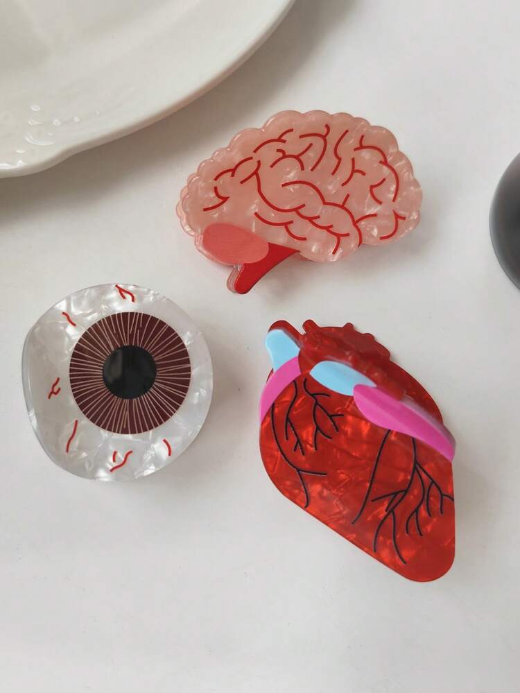 1pc Creative Realistic Brain, Heart, Claw, Tooth, Nurse Cap, Syringe Shaped Hair Clips, Hair Claw, Hair Accessories For Women, Personalized Medical Series Hair Clips, Medical Student Anatomy, Creative Anti-Slip Half-Bun Hair Clips, Funny Hair Accessory Fall Fashion Flower Claw Clips Autumn Hair Clutch Elegant Clips For Hair Winter For Vacation Outfits Woman - Multicolor - View 4
