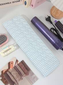 1Pc/Set Gingham Print Quilted Cute Hair Dryer Storage Bag Curling Irons Storage Bag Hair Dryer Holder Hair Tool Bag Hair Clips Storage Bag Travel Storge Bag Set Travel Carrying Organizer Bag For Crimping Hair Tools(Curling Iron, Hair Dryer), Hair Clips, Hair Straightener, Small Items Multi-Functional Storage Bags Travel Essentials Cruise Essentials Dorm Essentials Back To School Gifts Mom Gifts Bridesmaid Gifts Gift For Valentine's Day - Blue - View 17