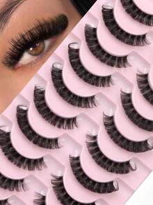 10 Cặp lông mi giả kiểu Nga, độ cong DD, dày và mềm mại, phù hợp cho trang điểm hàng ngày và dự tiệc, tạo nên vẻ ngoài quyến rũ cho đôi mắt, vật dụng cần thiết khi đi du lịch, trang điểm lễ hội, trang điểm dự tiệc rave, lông mi sáng bóng, phụ kiện dự tiệc rave. - màu đen - Xem 11