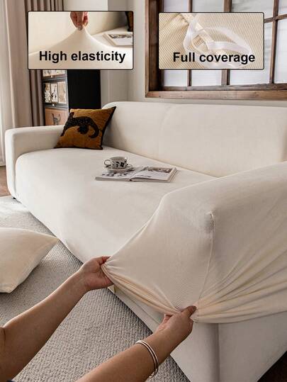 1 件雪尼尔提花沙发套，纯色沙发保护套，宠物友好型防滑防污防刮，适合所有季节，有弹性，可机洗，适合 1/2/3/4 座沙发，防水