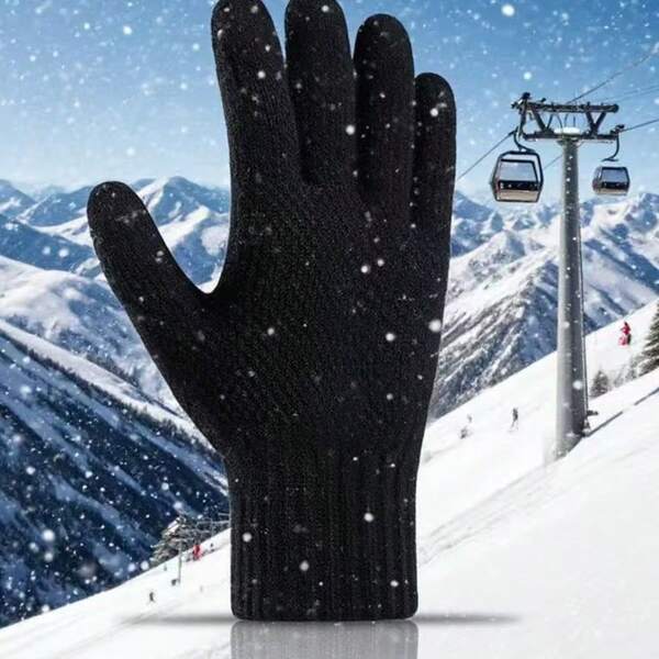 1 Paio di guanti invernali da sci per uomo con touchscreen - Guanti lavorati a maglia caldi e morbidi adatti per corsa, guida e trekking