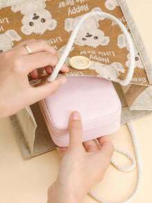 1/5pcs Travel Jewelry Storage Box, Small PU Leather Jewelry Organizer Box, Simple Travel And Home Jewelry Storage Box, Mini Jewelry Box, Women's Gift, Zipper Storage Pouch, Pink Travel Essentials, For Rings, Necklaces, Earrings Storage, Perfect Gift For Women, Thoughtful Gift For Mother's Day, Valentine's Day, Christmas - Multicolor - View 8