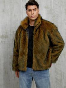 Herren Jacke mit Kunstpelzkragen, Kurze Jacke, Herbst/Winter