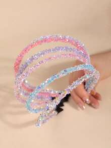 6 faixas de cabeça com lantejoulas e pentagrama para meninas, minimalistas e modernas, adequadas para uso diário - Multicolorido - Ver 3