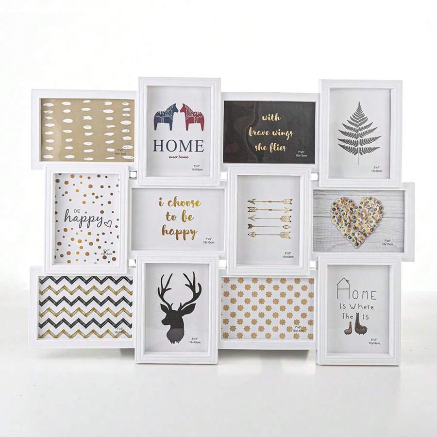 Multi Picture Frame Collage Aperture Photo Frames Holds 12 -15cmx10cm Photos NEW - White - View 1