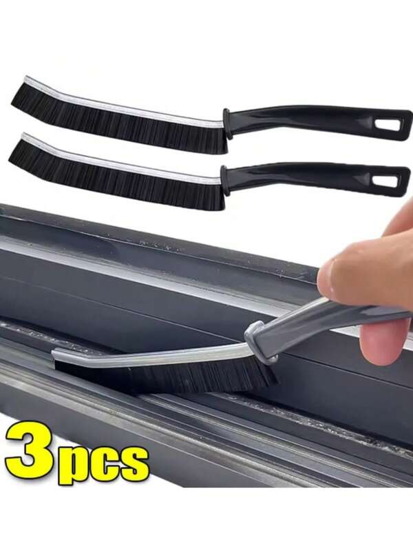 3PCs Hard Bristle Grout Brush Bundle - Gap Cleaner For Shower Tiles, Kitchen Sink & Bathroom Corers, Dead Angle Scrubber Set
