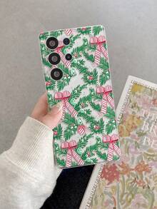 1 carcasă de telefon Android cu fundă de Crăciun, transparentă, anti-cădere, anti-zgârieturi, anti-amprentă, moale, transparentă, TPU, decupaj precis al camerei, compatibilă cu Samsung, Nothing, Pixel, INFINIX, Redmi