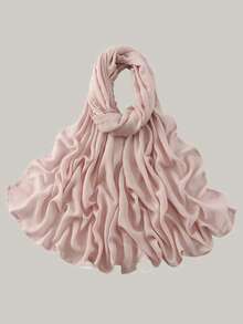 1 pieza Pañuelo de cabeza de unicolor de viscosa para mujer, diadema musulmana de bordes anchos y suaves, pañuelo versátil para protección solar, adecuado para uso diario