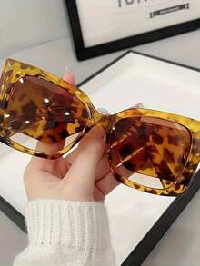 1 Piece Of Women's Fashionable Leopard Print Glasses, With A Stylish Frame And Decorative AC Lenses, Suitable For Casual And Formal Wear  Leopard Print    Boho    PC    Animal Pattern - 橘色 - 查看 3
