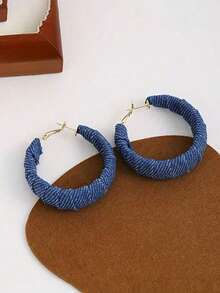 [Luxurious Earrings] Luxurious Anti Allergic Large Circle Earrings | Fashionable And Classic Denim Circle Earrings, Birthday Gifts, Valentine's Day Gifts, Suitable For Daily Wear And Parties, Exquisite Gifts - 彩色 - 查看 5