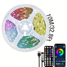 1pc 1-20M LED Strip Light, Bluetooth Smart App Control Music Sync Color Changing, RGB LED Strip With Remote, 44-Key Remote And App Controlled Smart LED Light Strips, RGB Color Changing Music Sync LED Rope Lights, Bedroom Smart Rope Lights, Suitable For Bedroom, Room, Home Decor, Party Holiday LED Lights, Living Room, Christmas Party, Wedding Decoration