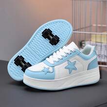 Teenagers' Roller Skates, 4-Wheel Detachable, Multifunctional Heelys For Boys, Casual Sports Shoes With Star Laces, Suitable For All Seasons