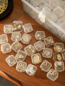 2pcs/3pcs/5pcs/10pcs/20pcs/30pcs Transparent Small Storage Box, Travel Portable Earplug Pill Jewelry Ring Necklace Dust-Proof Multi-Function Box Autumn University Essentials Travel Essentials For Holiday Vacation Travel Bag For Women Jewelry Organizer Jewellery Box For Women