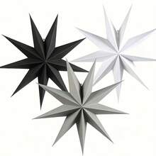3pcs Christmas Star Decorations - Elegant Hanging Ornaments, Lightweight Paper Stars In Multiple Colors - Suitable For Indoor, Outdoor Trees, Windows, Party Decor - No Electricity Needed - Easy Hook Design - Classic Christmas Tree Decor & Accessories, Holiday Home Furnishing Accents, Minimalist Star Shape, Durable Handmade Items, Display Window Decor