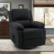 KORSER Recliner Chair, 360 Swivel Rocker Chair For Adults, Small Rocking Recliner Chair For Small Spaces, Upholstered Fabric Glider Recliner Nursery Chair With Side Pockets For Living Room, Nursery,Multiple Colors - Black - View 2