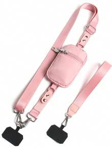 带拉链袋的手机挂绳、带钱包的手机挂绳、带钱包的斜挎包和夹子以及带钱包的手机挂绳，适用于所有智能手机的涤纶材料 - 彩色 - 查看 15