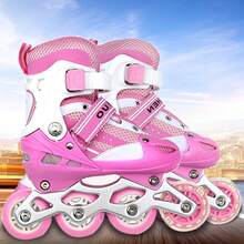 Roller Skates For Kids And Teens, Size M - Single Flash Adjustment System Roller Skates For Boys And Girls - Size (35-38) - Adjustable Size - Roller Skates For Kids - Durable - Pink - 粉色 - 查看 6