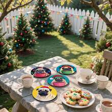 1set/4pcs/6pcs Christmas Snow House Patterned Diatom Mud Coasters, Suitable For Home Decoration, Coffee Shops, Afternoon Tea, Restaurant Decoration, Theme Parties, Daily Decoration, And Can Also Be Given As Christmas Gifts