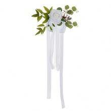 Set Of 4 Wedding Aisle Decorations Pew Flowers For Wedding Ceremony Party Chair Decor With Artificial Flowers Eucalyptus And Ribbons